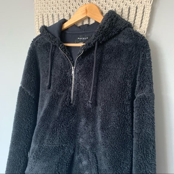 PACSUN 1/4 Zip Plush Sherpa Fleece Hoodie - Picture 2 of 11